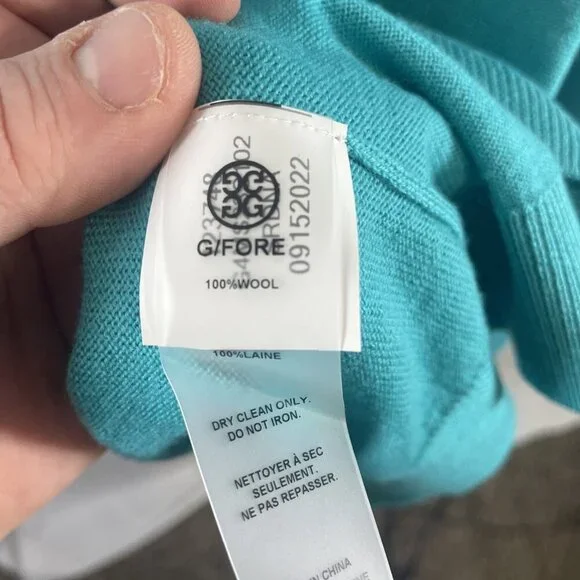 G/FORE Sweater Merino Wool Men’s Large Turquoise Preppy Golf NWT